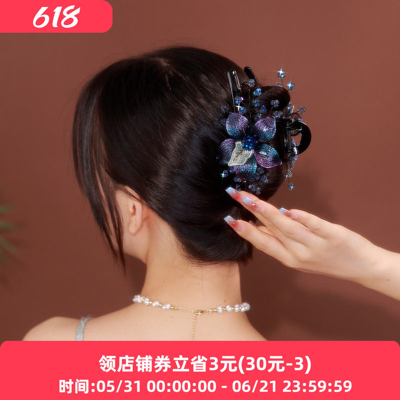 铂思亚手工编织花朵抓夹女
