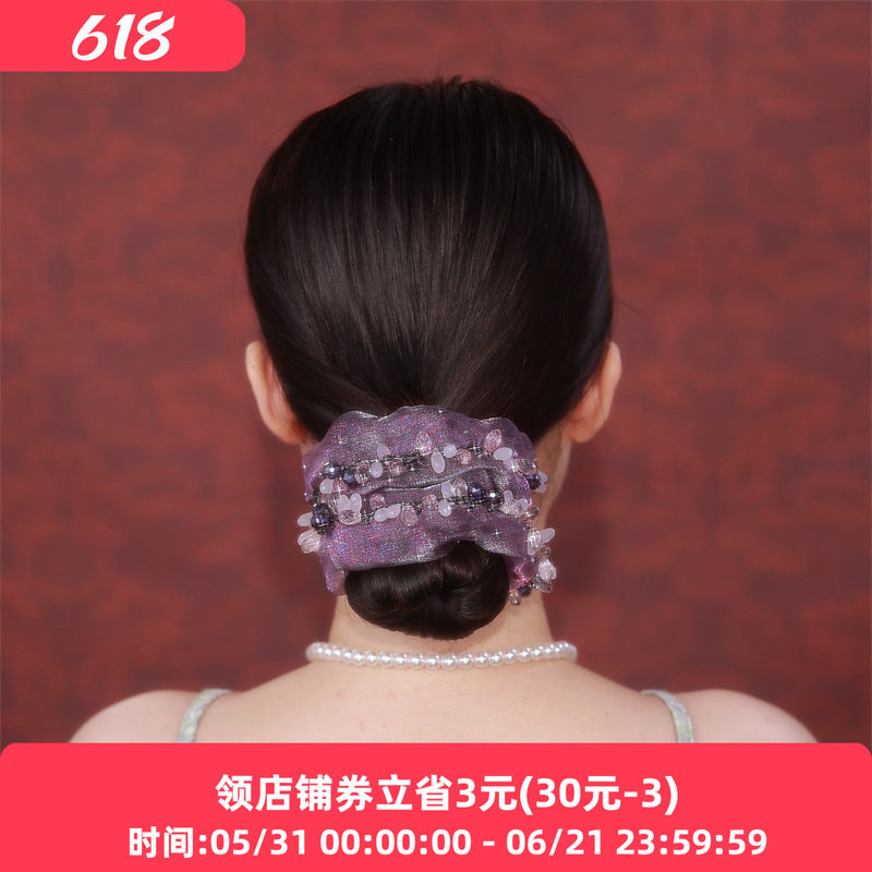 铂思亚温柔紫色大肠发圈女手工发饰高级仙气头绳蓬松盘发皮筋头饰