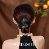 铂思亚蝴蝶飞飞大肠发圈女轻奢感后脑勺盘发头绳时尚 蓬松头花发饰