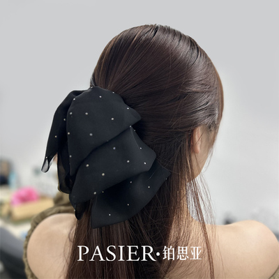 铂思亚彩锆雪纱三层垂感蝴蝶结小