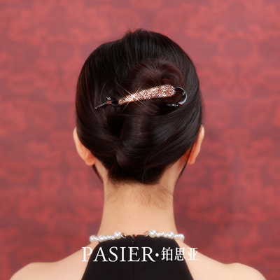 铂思亚鎏金岁月发夹女新款轻奢满钻盘发扭扭夹简约百搭发卡头饰