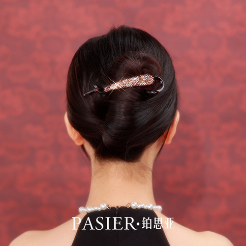 铂思亚鎏金岁月发夹女新款轻奢满钻盘发扭扭夹简约百搭发卡头饰