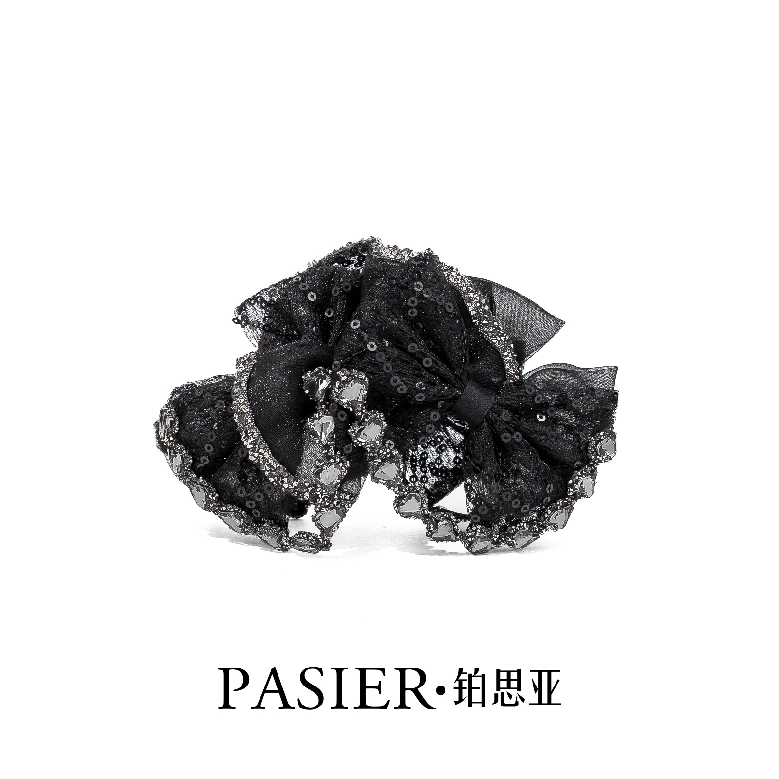 铂思亚星夜蝶舞抓夹女黑色蝴蝶结鲨鱼夹百搭时尚显发量发夹头饰