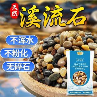 原生溪流石造景鱼缸底砂装饰五彩石大石头纯天然铺底免洗鹅卵石头