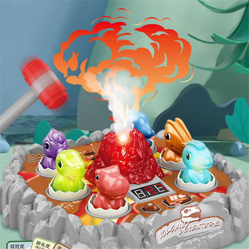 五星玩具打地鼠幼儿童益智早教可爱电动游戏机喷雾火山敲打恐龙男