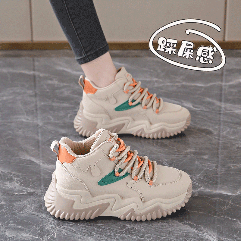 踩屎感真皮老爹鞋女2025新款春秋季爆款厚底高帮运动鞋松糕休闲鞋,女鞋,时尚休闲鞋,淘宝优惠券,粉丝福利购,淘宝优惠卷