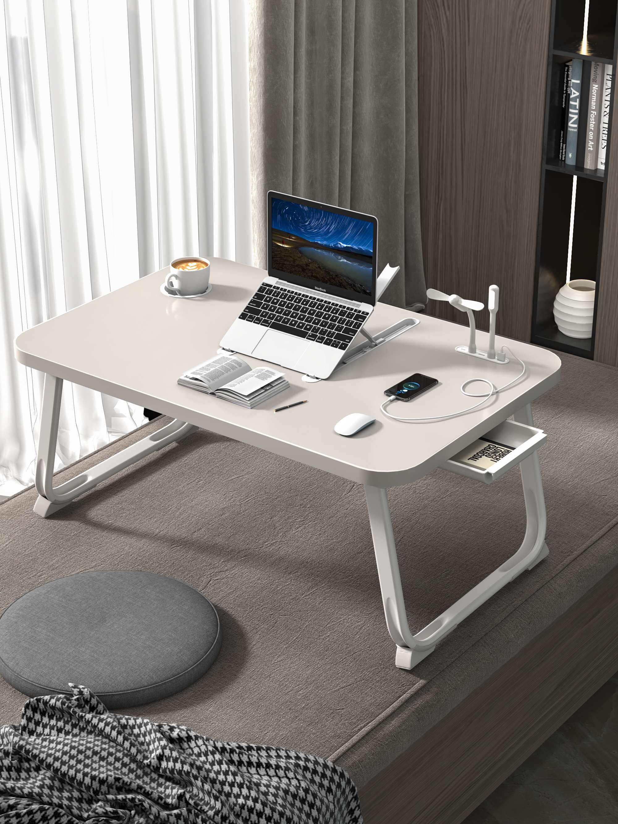 升降床上桌简约学生宿舍折叠学习桌卧室坐地家用笔记本电脑懒人桌