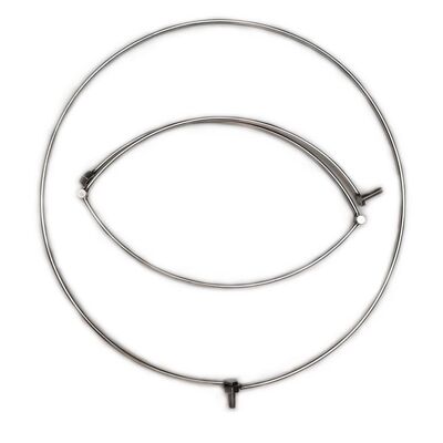 可折叠不锈钢实心抄网圈便携大物捞鱼网兜8mm螺丝实心一体抄网头