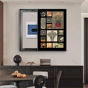 中古风电表箱装饰画法式复古竖版大尺寸挂画遮挡配电箱空开盒壁画