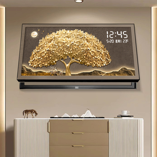发财树电表箱横款装饰画电子屏时钟表餐厅电闸盒挂画配电箱遮挡画