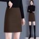 毛呢半身裙女2025秋冬新款 高腰包臀一步裙遮肉显瘦小个子a字短裙