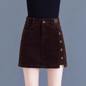 打底靴裤 高腰包臀显瘦a字半身裙短裤 裙女2025秋冬新款 灯芯绒短裤