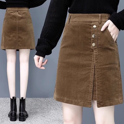 灯芯绒半身裙女秋冬高腰