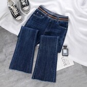 新款 加绒微喇叭牛仔裤 松紧高腰弹力微喇裤 休闲时尚 显瘦修身 秋季