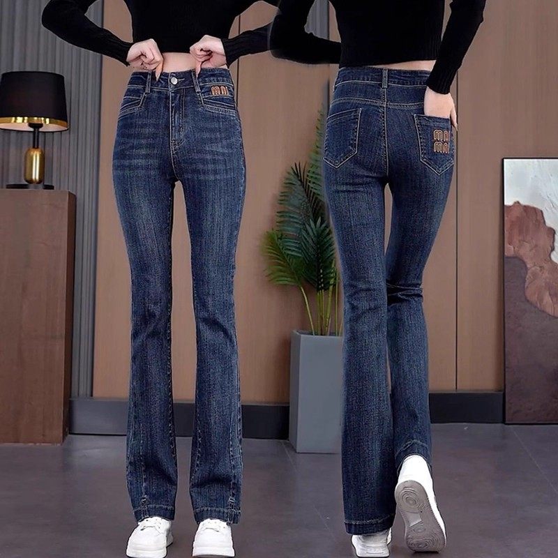 复古牛仔裤微喇长裤女2025秋季
