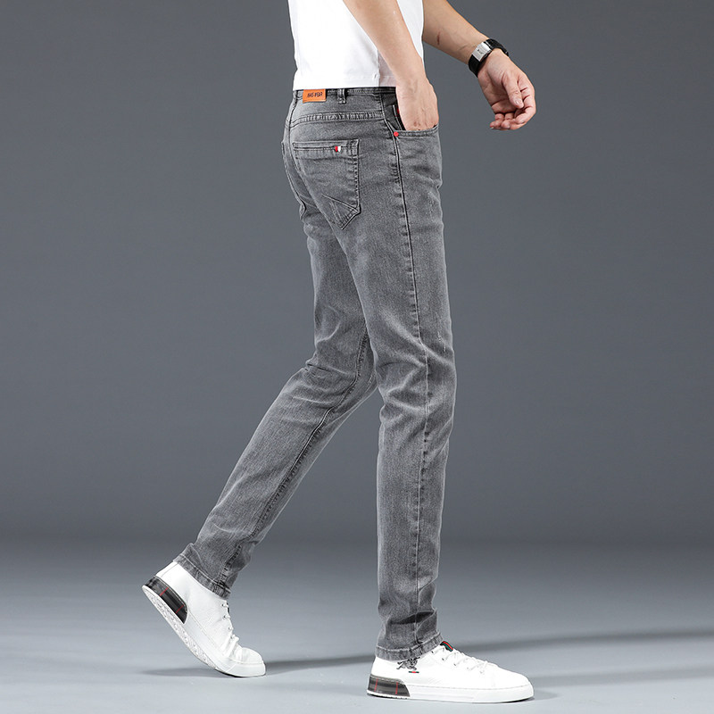 香港高端灰色牛仔裤男2025夏季修身小脚裤韩版百搭休闲弹力长裤子,男装,牛仔裤,淘宝优惠券,粉丝福利购,淘宝优惠卷