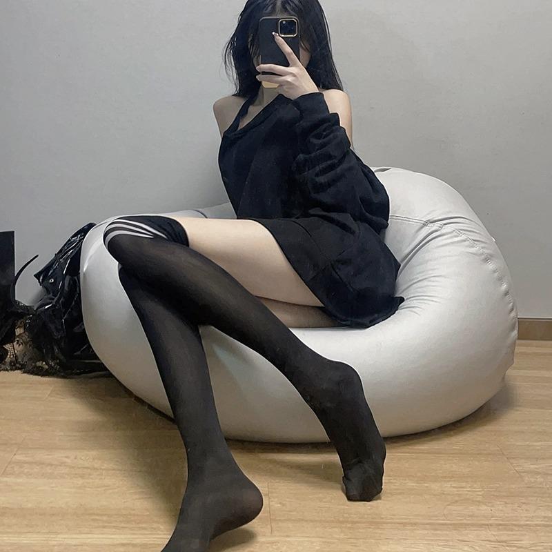 纯欲学院风白丝袜学生JK袜黑丝女网袜长筒半截丝袜学生蕾丝过膝袜