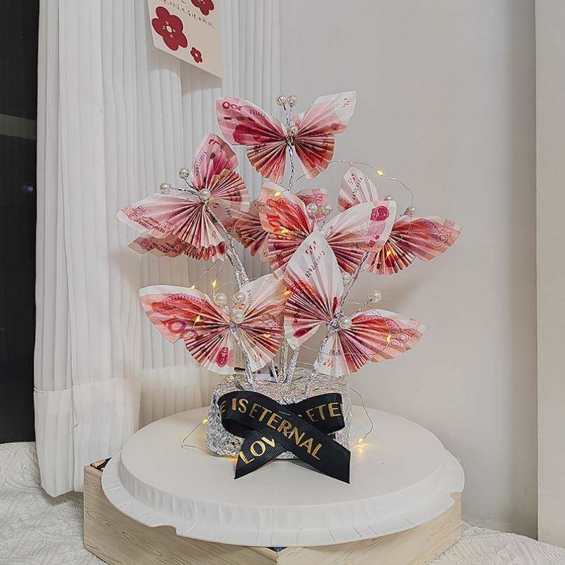 抖音同款钱折蝴蝶有钱花材料包钱蝴蝶花束diy材料七夕节生日礼物
