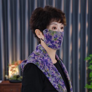 冬日暖暖新芳罗纹缎丝巾帽组合春季新款丝巾帽时尚防晒丝巾百搭款