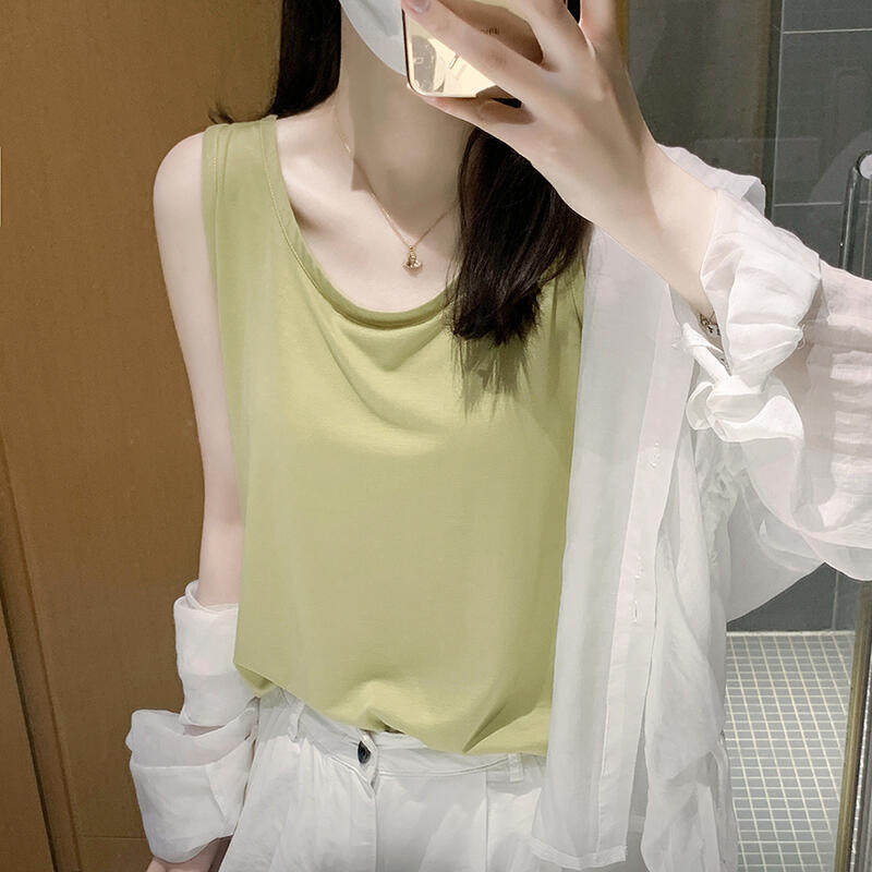 翊如初两件装百搭纯色夏季极简风打底宽松型慵懒风薄工字背心吊带