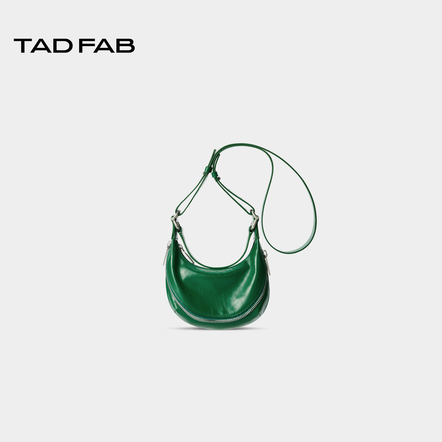 TADFAB小号单肩斜跨拉链月牙包
