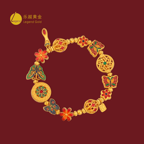 乐越古法蝴蝶如意手链工艺精湛