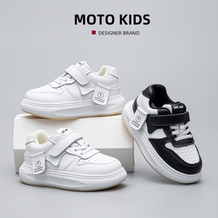 头层牛皮儿童鞋子女童小白鞋新款春季透气真皮休闲校园男童运动鞋