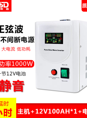 1000W纯正弦波UPS不间断电源长延时1小时电脑电机道闸水泵外接12V