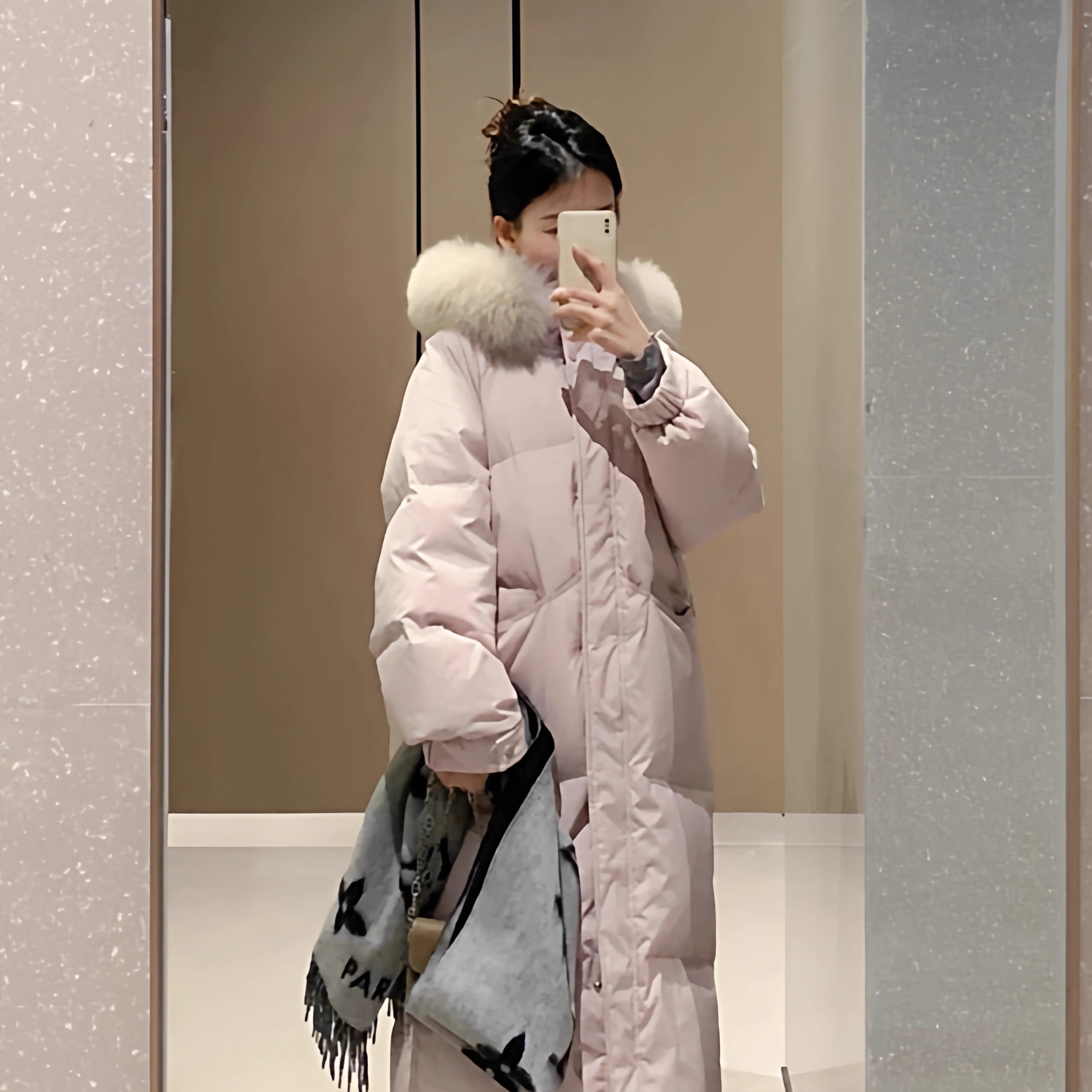 中长款羽绒棉服女冬季2025新款超好看大毛领韩宽松加厚系棉衣外套