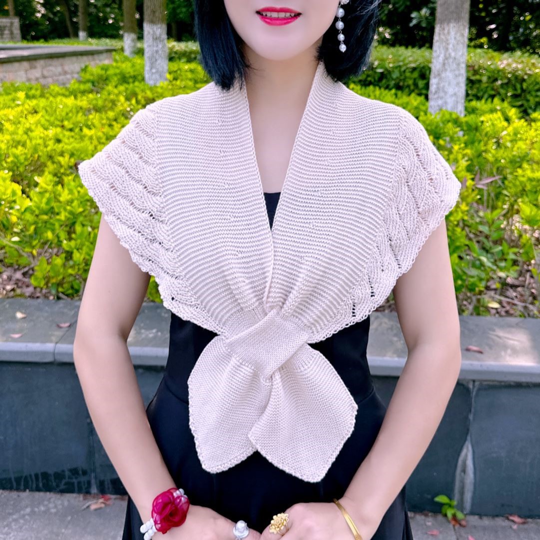 鱼尾护肩颈坎肩披肩围脖春夏百搭镂空针织假领子洋气网红外搭