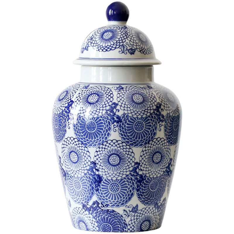 清汤卧果陶瓷花瓶摆件客厅插花青花瓷景德镇新中式家居装饰花器