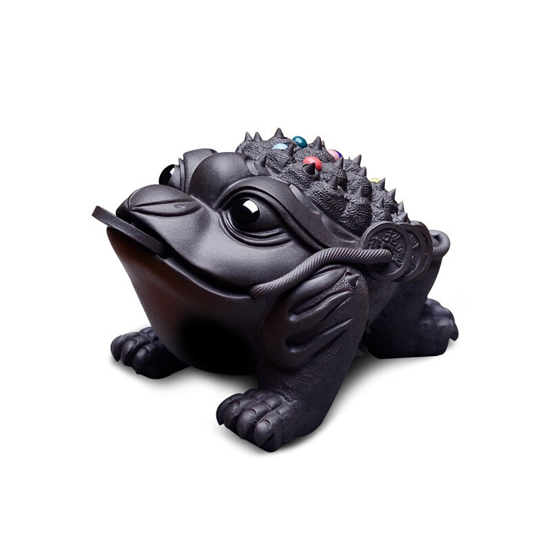 宏中 宜兴紫砂茶宠摆件精品可养茶具三足金蟾手工大号茶玩蟾蜍