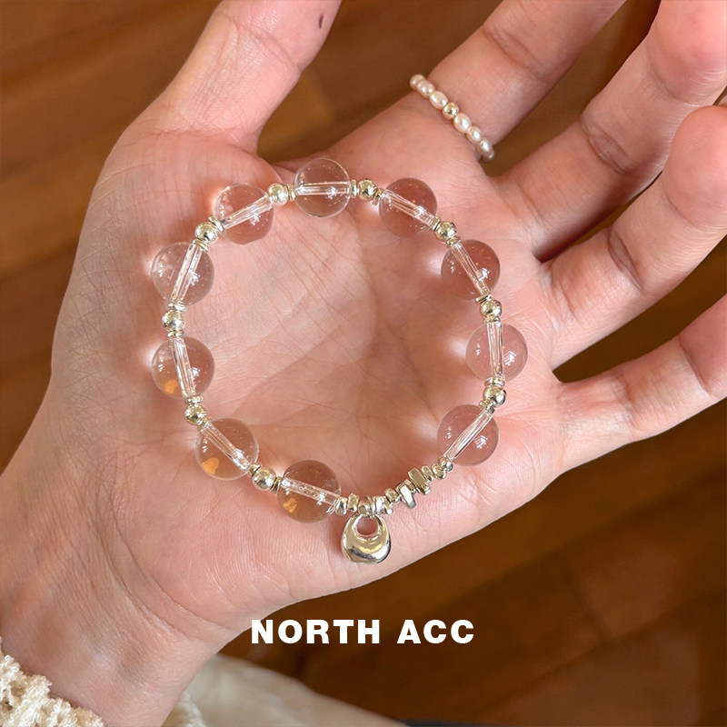 NORTHACC新中式复古天然白水晶手链小众设计高级感清透手串925银