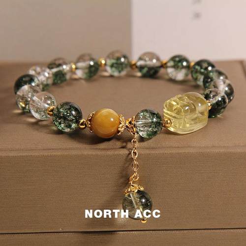 NORTHACC中式绿幽灵水晶手链女小众轻奢高级感貔貅串珠镀金手串