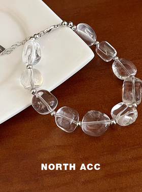 NORTHACC新中式S925银小众白水晶手链女清透椭圆串珠简约ins手饰