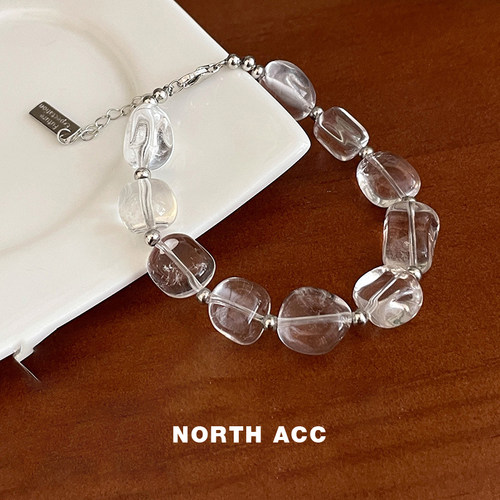 NORTHACC新中式S925银小众白水晶手链女清透椭圆串珠简约ins手饰