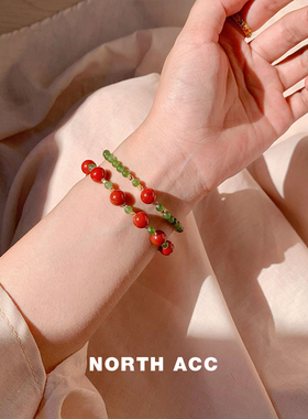 NORTHACC新中式南红玛瑙绿玉髓可叠戴串珠手链女小众设计手串手饰