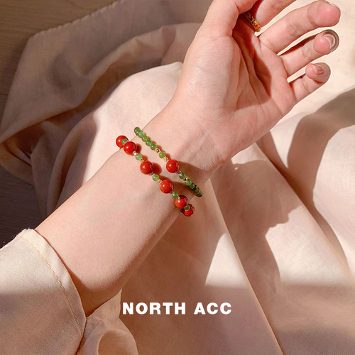 NORTHACC新中式南红玛瑙绿玉髓可叠戴串珠手链女小众设计手串手饰