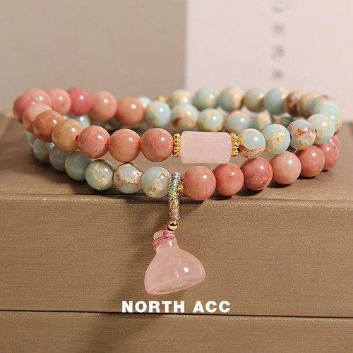 NORTHACC新中式轻奢小众寿山石双圈手链女高级感莲蓬红纹石手串