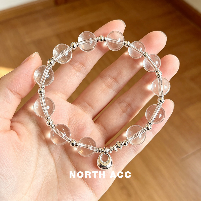 NORTHACC新中式复古天然白水晶手链小众设计高级清透手串925镀银