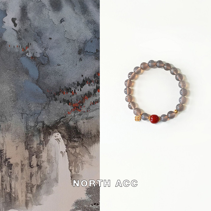 NORTHACC新中式复古南红灰玛瑙手串女小众设计轻奢高级感叠戴手链