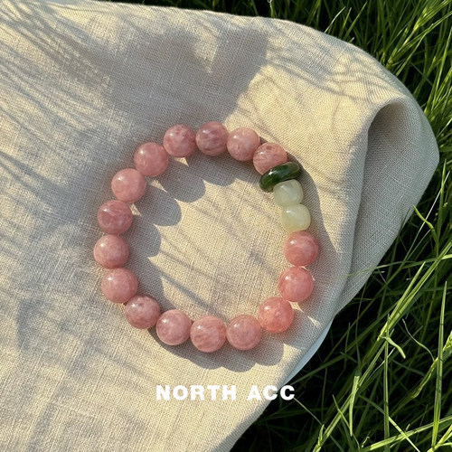 NORTHACC新中式复古天然紫马粉水晶手链女芙蓉石手串粉水晶手链