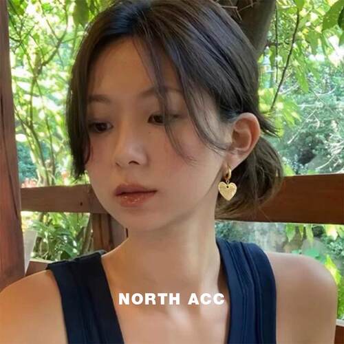 韩国fever同款爱心磨砂吊坠耳环