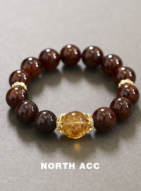 NORTHACC新中式天然牛血红石榴石手串女手链轻奢高级感石榴石手链