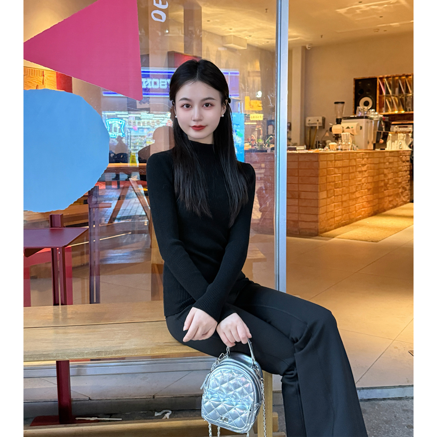 【微甜小调】小娜椒小个子秋冬显瘦百搭修身长袖打底衫上衣女