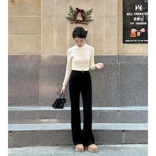 简约气质加厚保暖显高微喇休闲裤 小娜椒小个子冬季 女 佳人神裤
