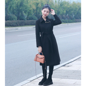 路易夫人 小娜椒小个子秋冬赫本风黑金气质显瘦大衣毛呢外套女