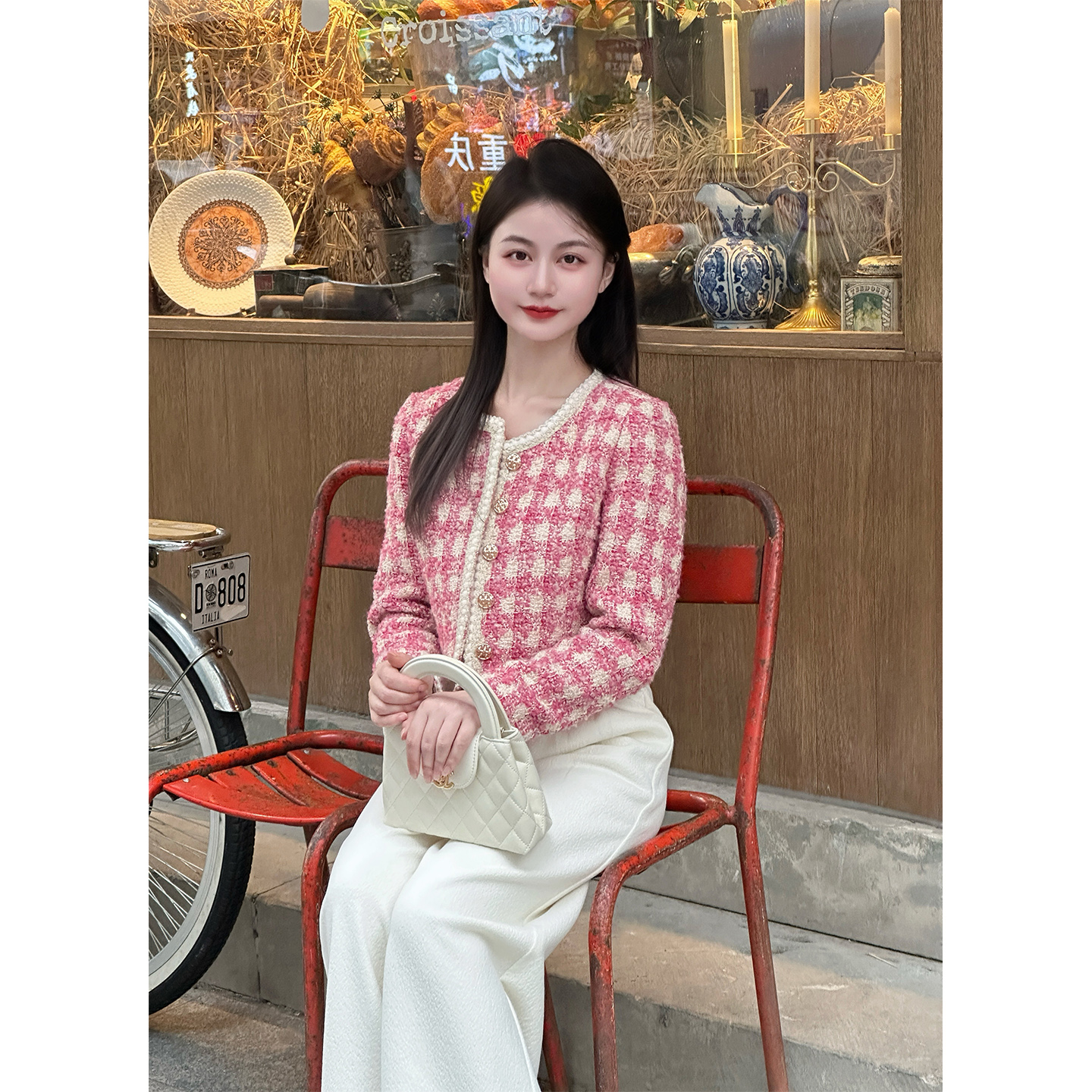 【洛黛丽雅】小娜椒小个子设计感小香风外套女短款外套裤子套装女