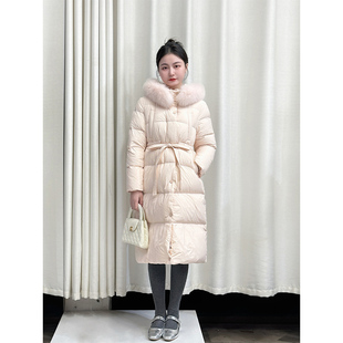 【雪中告白】小娜椒小个子粉色可拆狐狸毛领加厚收腰长款羽绒服女