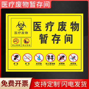 医疗废物暂存间储存点标识暂存处暂存间仓库警示警告提示牌垃圾标志贴安全标识牌标牌警示牌标示牌标志牌定制